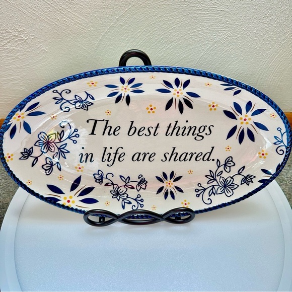 Temp-Tations By Tara 14” Oval “Best Things In Life Are Shared” Platter Tray - Picture 2 of 8
